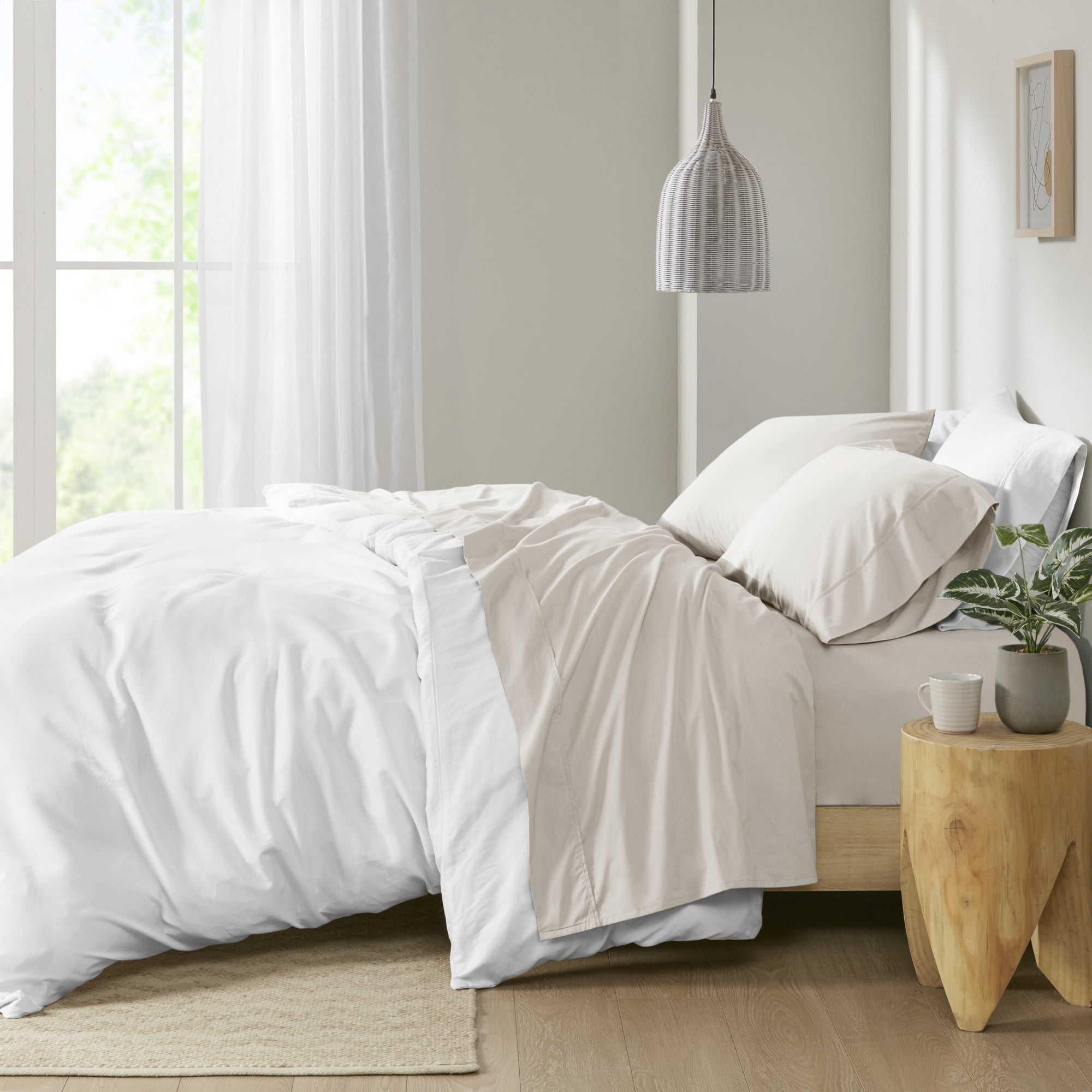 Full White Cotton Percale Sheet Set