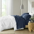 thumbnail image 1 of Comfort Classics Peached Percale 100% Cotton Sheet Set, Navy, Cal King, 1 of 9