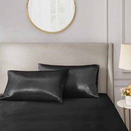 Madison Park Essentials Satin King Luxury 2 PC Pillowcases - Black