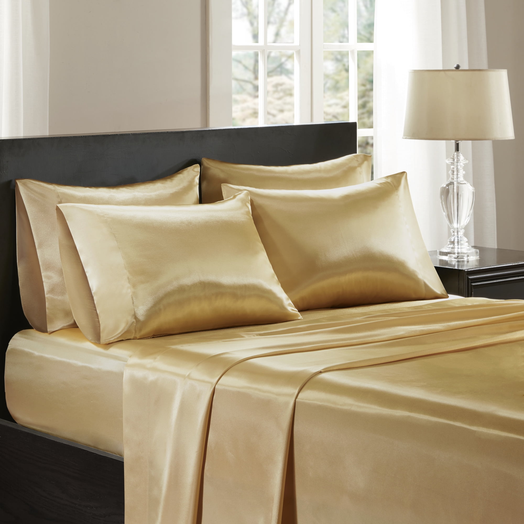 Gold satin pillows hotsell
