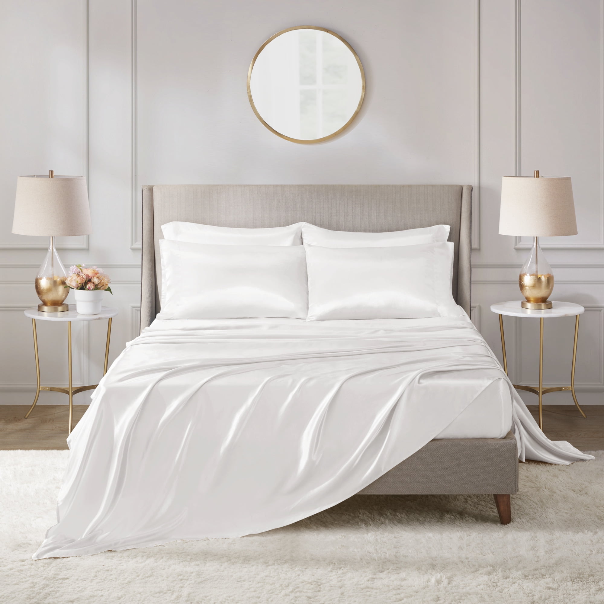 White King Satin and Microfiber 6-Piece Sheet Set