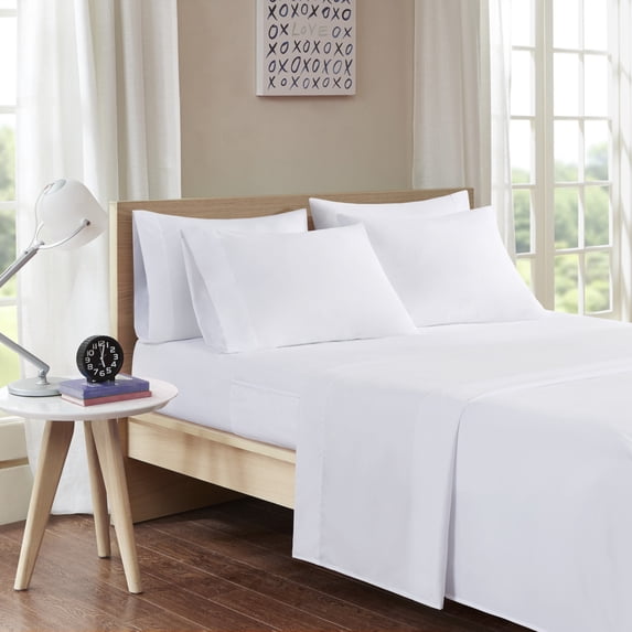 Comfort Classics Sheet Set with Side Storage Pockets, Twin, White