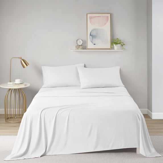 Comfort Classics Solid Microfiber All Season Soft Touch Sheet Set, White, King