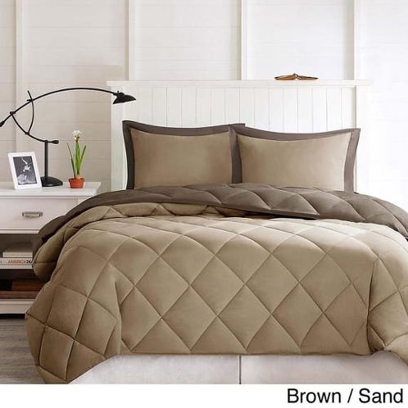 Comfort Classics Windsor Stain Resistant Reversible 3-piece Comforter Set Full/Queen-Brown/Sand