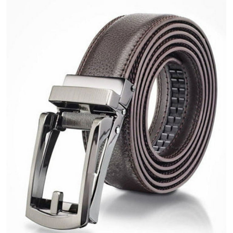 Comfort Click Belt for Man, Simyoung Men's Adjustable Perfect Fit Croc Belt  with Plaque Buckle-As Seen On Tv ( Brown ) 