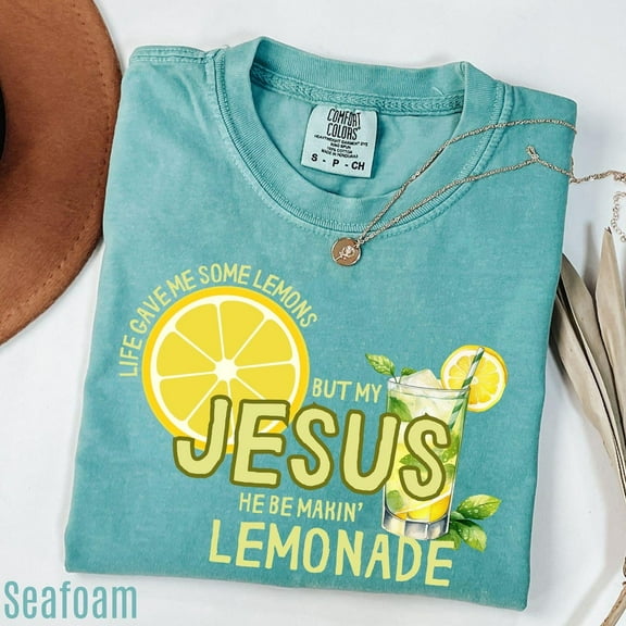 Comfort Color Christian T-Shirt – “Life Gave Me Lemons But My Jesus Makes Lemonade” Faith-Based Tee