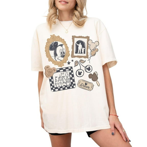 Comfort Color Coquette Bow Mickey Checkered Comfort Colors T-Shirt, Retro Mickey Checkered Shirt, Mickey Sketch, Vintage Snacks Disney Foodies