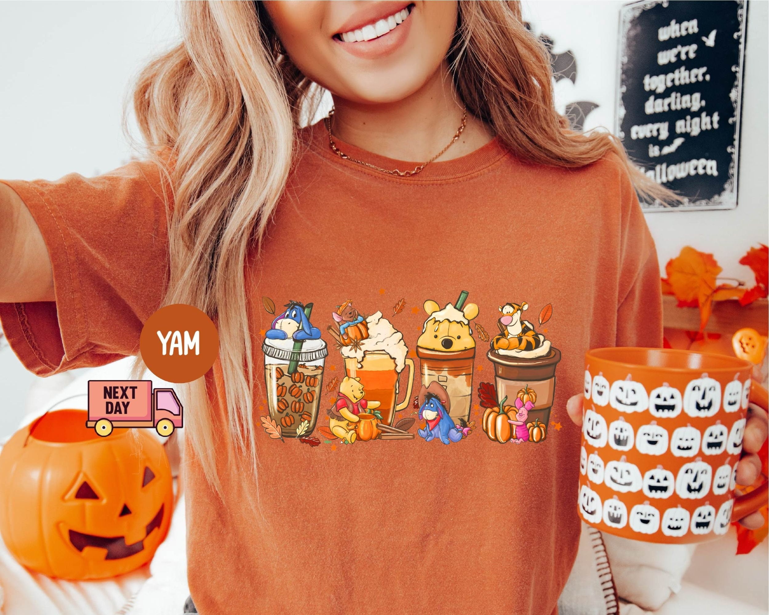 Comfort Color Fall Coffee Shirt, Cute Halloween T Shirt, Fall Coffee ...