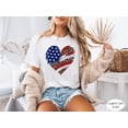 thumbnail image 1 of Comfort Color Patriotic Heart 4th of July Shirt, USA Flag Leopard Print Graphic Tee, Independence Day T-Shirt for Women, 1 of 5