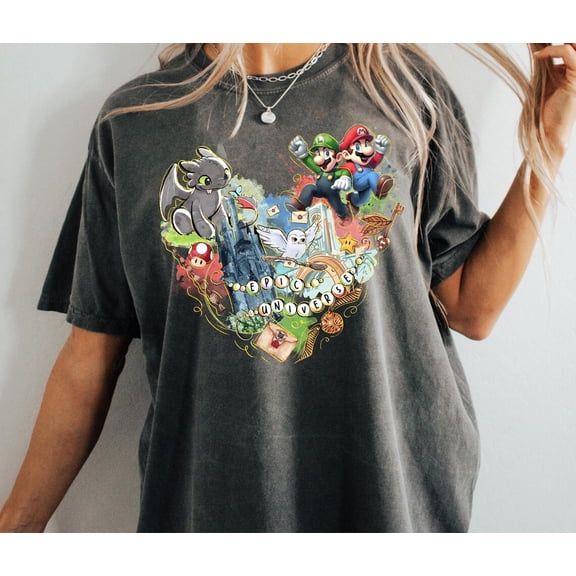 Comfort Colors 1 Retro Epic Universe Orlando 2025 T-Shirt, Orlando Park Epic Universe Shirt, Coquette Bow Mario Baby Tee,Pepper Color,Size L