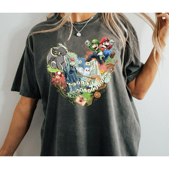 Comfort Colors 1 Retro Epic Universe Orlando 2025 T-Shirt, Orlando Park Epic Universe Shirt, Coquette Bow Mario Baby Tee,Pepper Color,Size XL