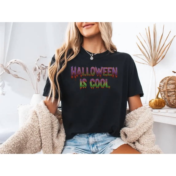 Comfort Colors 1717 Halloween Is Cool Colorful Text Graphic T-Shirt 100% Cotton - Gift for Halloween