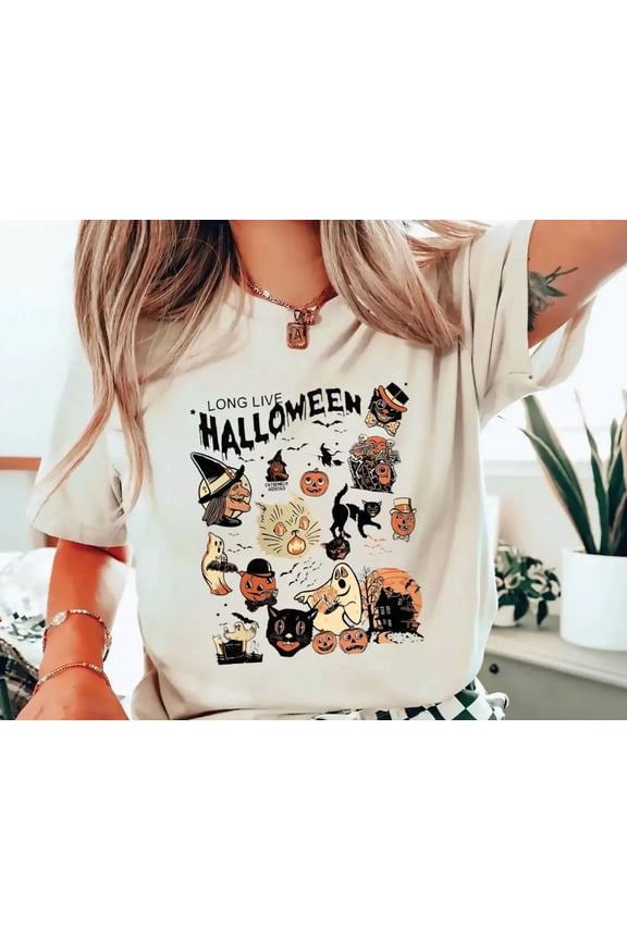 Comfort Colors 1717 Long Live Halloween Vintage Graphic T-Shirt 100% Cotton - Gift for Halloween