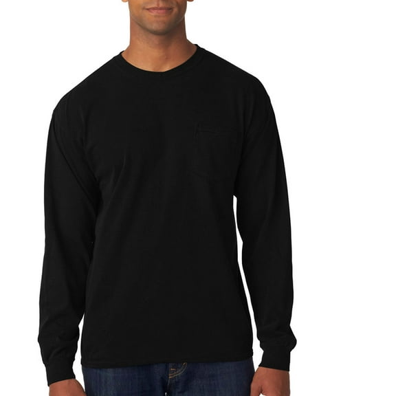 Comfort Colors Adult Long Sleeve Pocket Tee , 4410 , Black , Large
