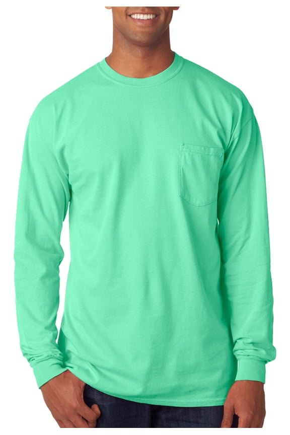Adult Long Sleeve Pocket Tee , C4410 , Island Reef , Large