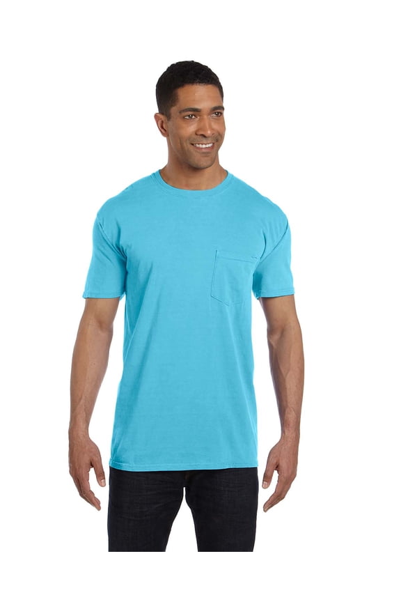 Adult Ring-Spun Pocket Tee , 6030CC , Lagoon Blue , X-Large