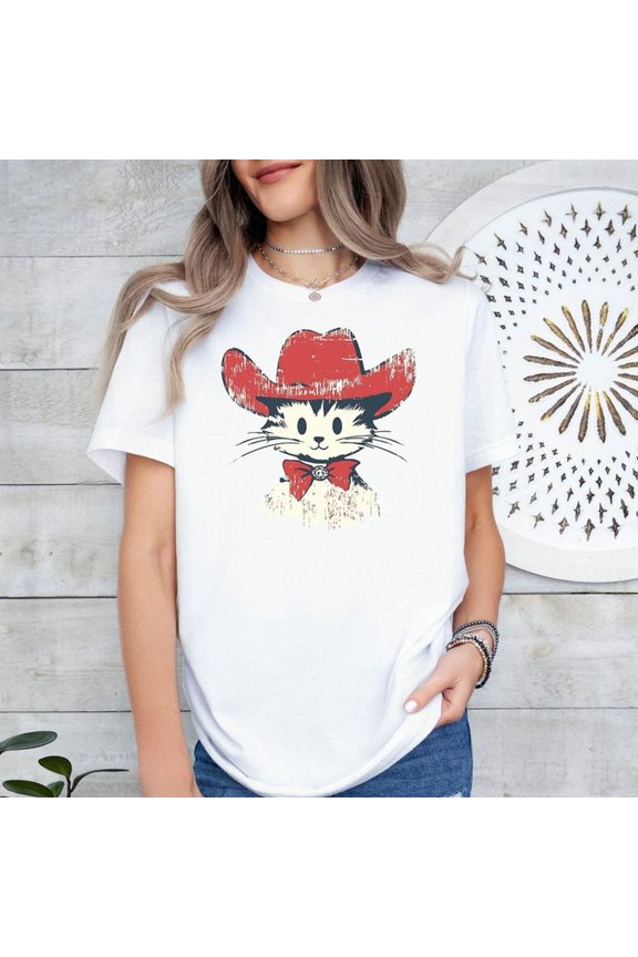 Comfort Colors Bachelorette Party Shirt Gettin' Meowied Cowgirl Cowboy Meowdy Cat Bridal Squad T-Shirt Cat Lover Gift Country Cat Bride Swag