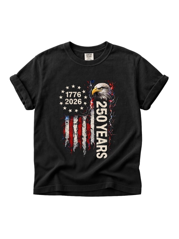Comfort Colors Bald Eagle 250 Years Patriotic American Flag Graphic Tee