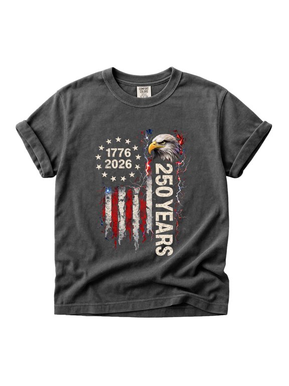 Comfort Colors Bald Eagle 250 Years Patriotic American Flag Graphic Tee