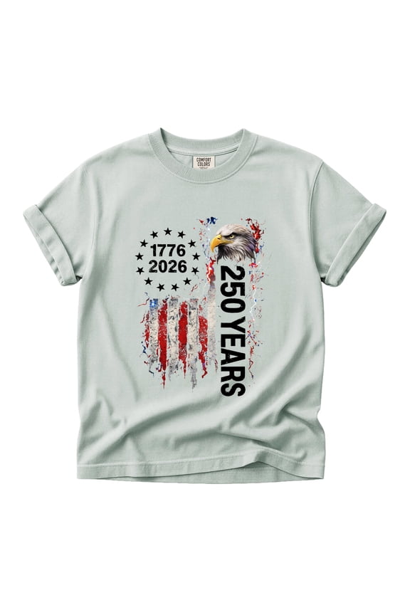 Comfort Colors Bald Eagle 250 Years Patriotic American Flag Graphic Tee