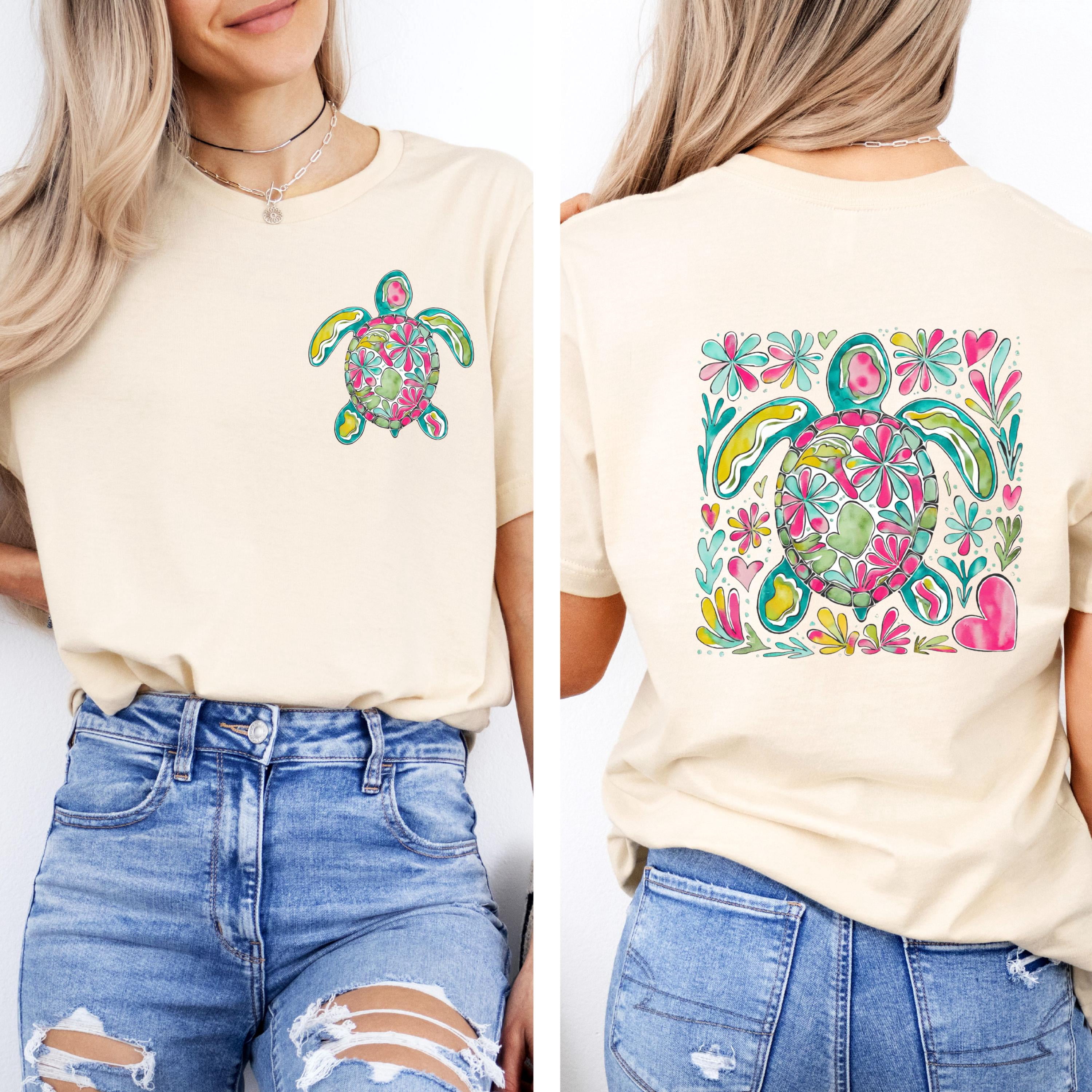Comfort Colors® Boho Floral Turtle T-Shirt, Sea Turtle Shirt ...