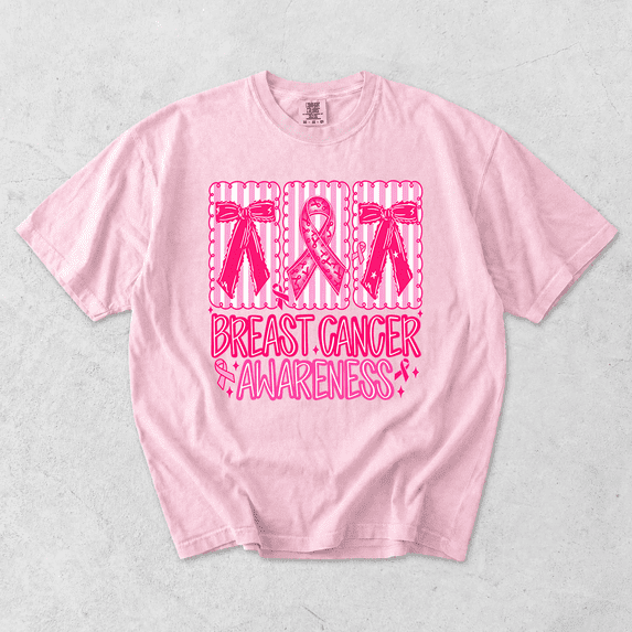 Comfort Colors® Breast Cancer Awareness T-Shirt, Pink Ribbon Bow Graphic Tee, October Support Shirt, S-4XL