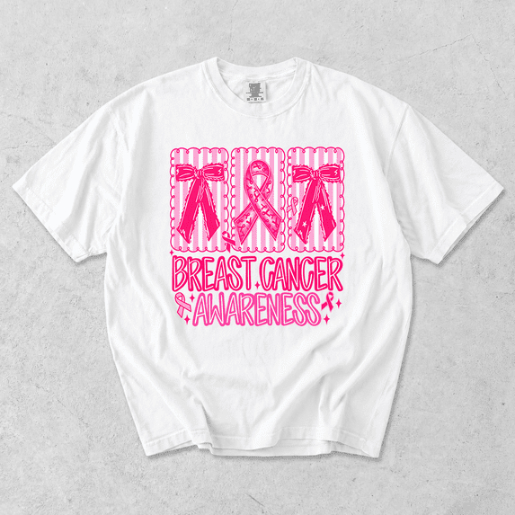 Comfort Colors® Breast Cancer Awareness T-Shirt, Pink Ribbon Bow Graphic Tee, October Support Shirt, S-4XL