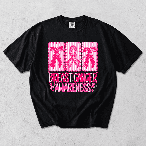 Comfort Colors® Breast Cancer Awareness T-Shirt, Pink Ribbon Bow Graphic Tee, October Support Shirt, S-4XL
