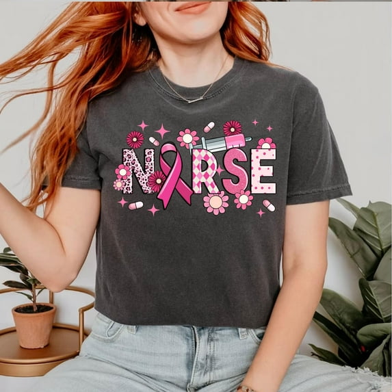 Comfort Colors® Breast Cancer Nurse Shirt, Cancer Nurse T-Shirt, Pink ...