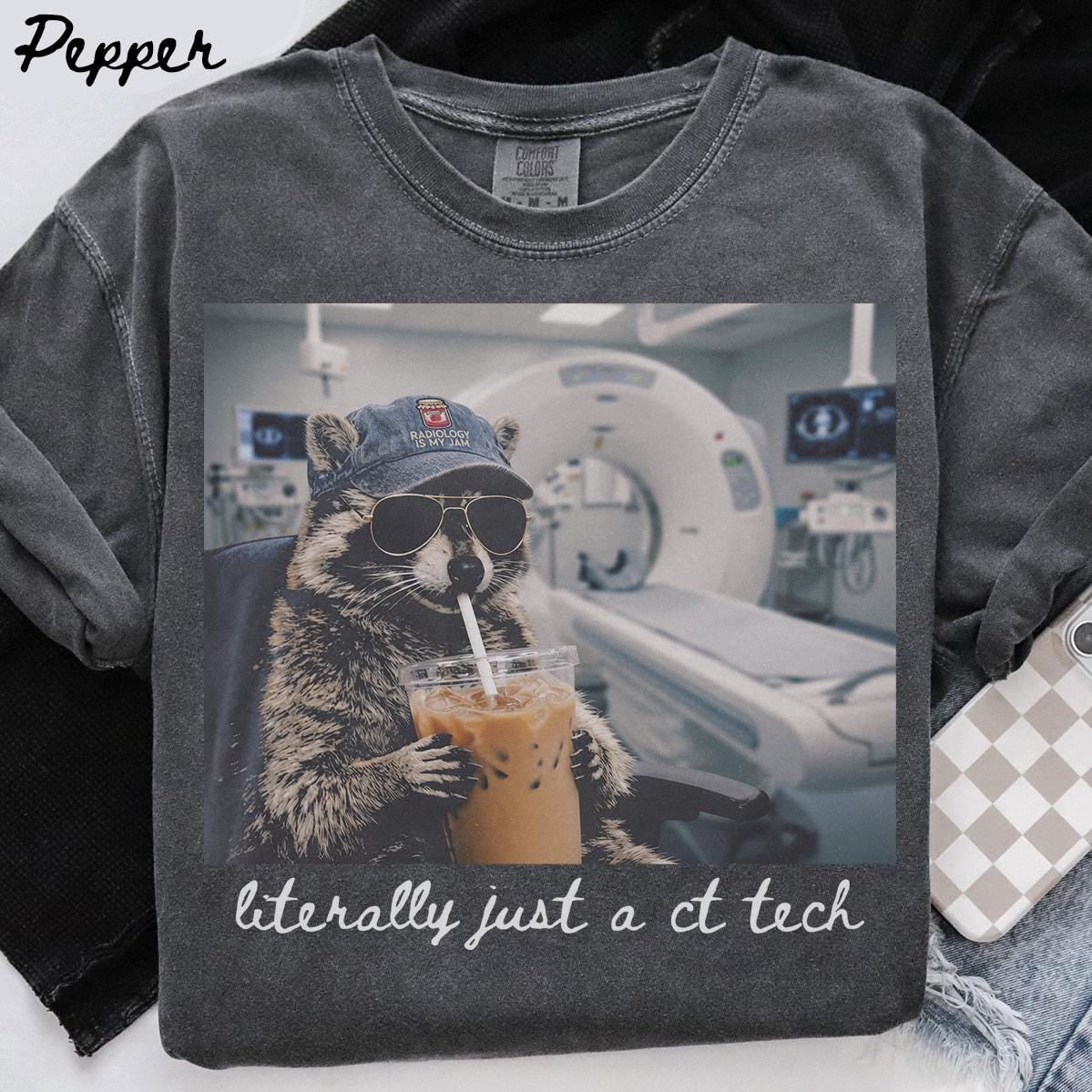 Comfort Colors CT Tech Shirt, Raccoon Radiology T-shirt, Rad ...