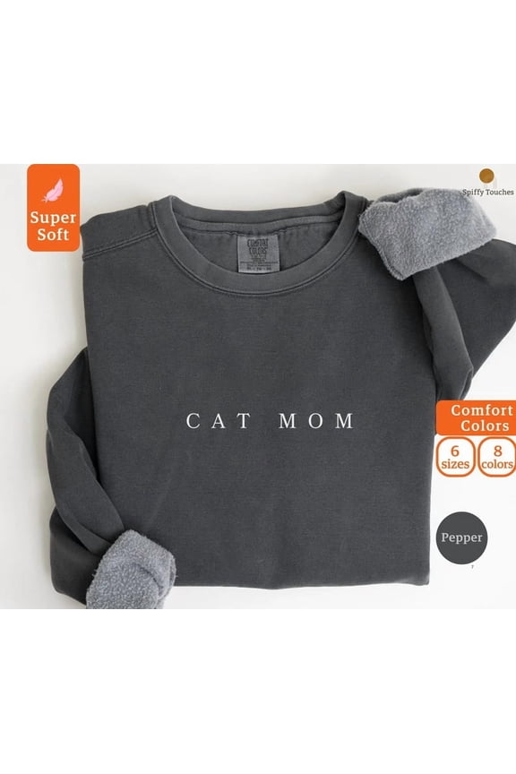 Comfort Colors Cat Mom Sweatshirt, Gift for Cat Lover, Fur Mama Crewneck, Crazy Cat Lady Gift, Cozy Pet Lover Pullover, New Kitten Gift
