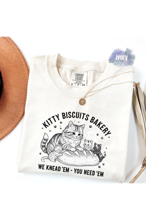 Comfort Colors Cat Shirt, Funny Cat Shirt, Sourdough Shirt, Cat Meme Shirt, Cat T Shirt, Biscuit Shirt, Bakery Tee, Kitty Lover Gift Tee (1)