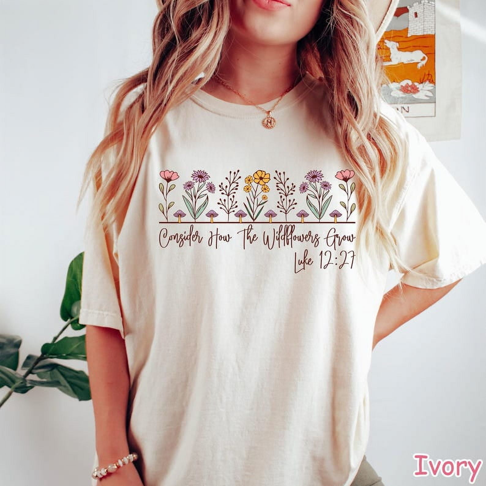 Comfort Colors® Christian Shirt Consider How The Wildflowers Grow Bible