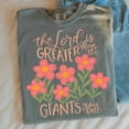 thumbnail image 1 of Comfort Colors Christian "The Lord is Greater" Tee Shirt, inspirational shirt, Jesus T-shirt, floral faith bible verse tees, 1 of 6