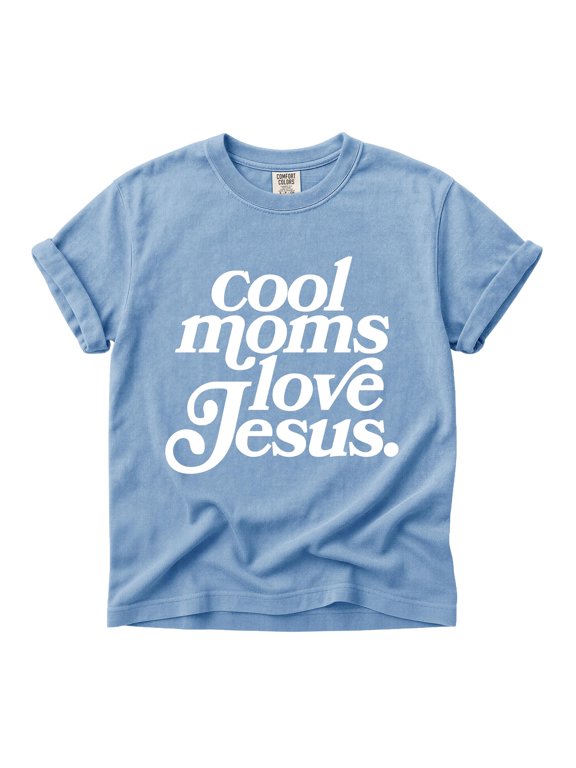 Comfort Colors Cool Moms Love Jesus Shirt Retro Christian Mama Faith Tee