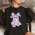 thumbnail image 1 of Comfort Colors Coquette Ghost Print Tops Spooky Season Sweatshirts Long Sleeve Casual Pullover for Daily Outfits Halloween Gift Black,XL, 1 of 6