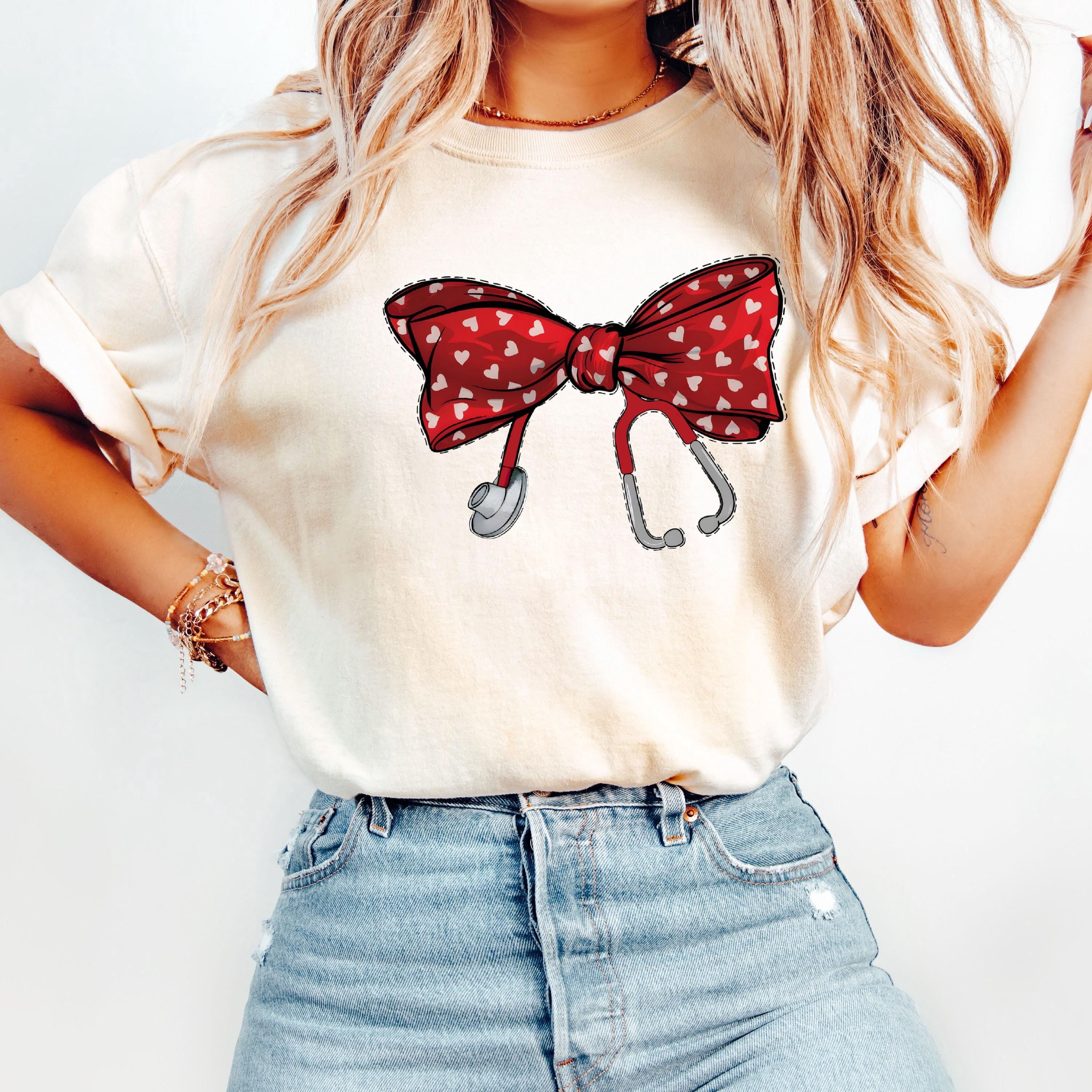 Comfort Colors® Coquette Nurse Stethoscope Bow Shirt, Red Bow Shirt ...