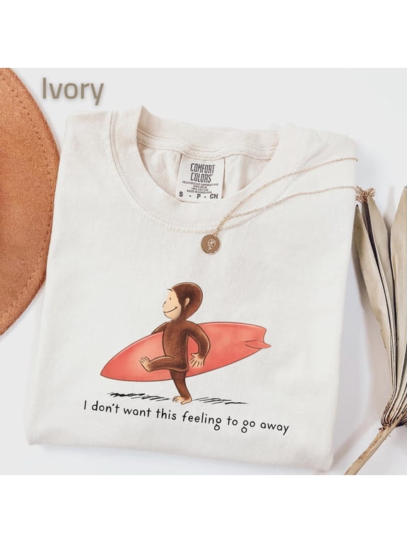 Comfort Colors Curious Surfer Monkey Shirt, Nostalgic Summer Beach Graphic Tee, I Don't Want This Feeling To Go Away Vacation Tee