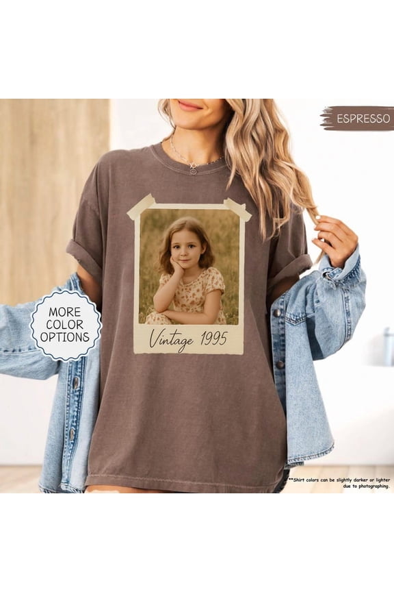 Comfort Colors Custom Vintage Photo And Year Shirt, Custom Shirt With Picture, Personalized Gift Vintage, Birthday Party Vintage Est Shirt