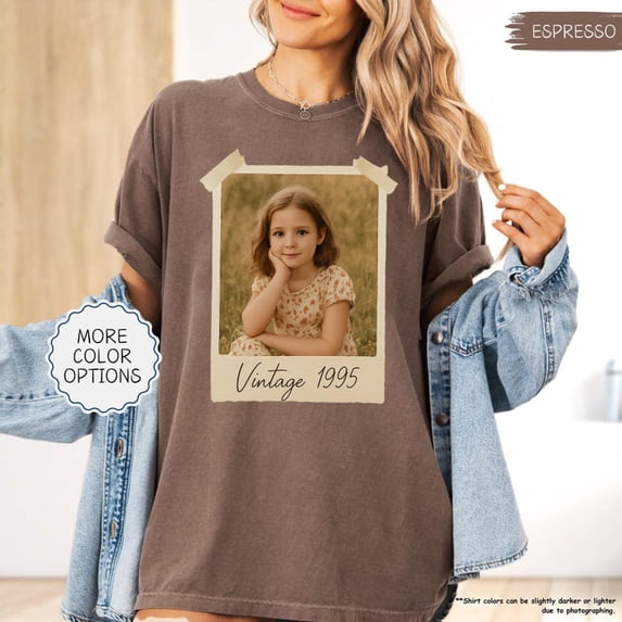 Comfort Colors Custom Vintage Photo And Year Shirt, Custom Shirt With Picture, Personalized Gift Vintage, Birthday Party Vintage Est Shirt