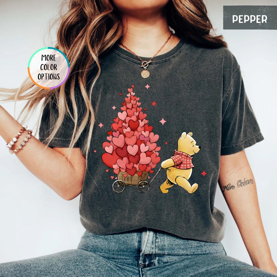 Comfort Colors Cute Bear Pulling Heart Cart Graphic T-Shirt – Valentine ...