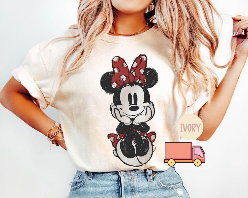 Comfort Colors Disney Mickey & Friends Cute Minnie Mouse Doodle T-Shirt ...