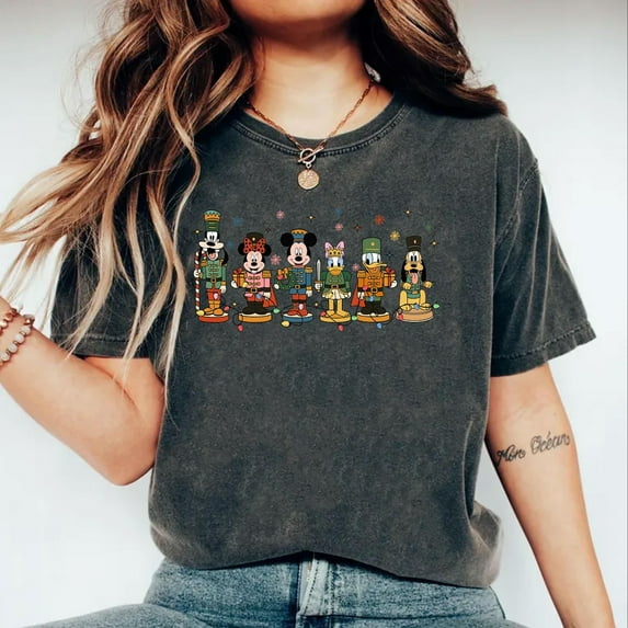 Comfort Colors Disney Mickey and Friends Nutcracker Christmas T-Shirt, Party Tee, Very Merry Christmas Shirt, Disneyland Family Gift,Pepper Color,Size M