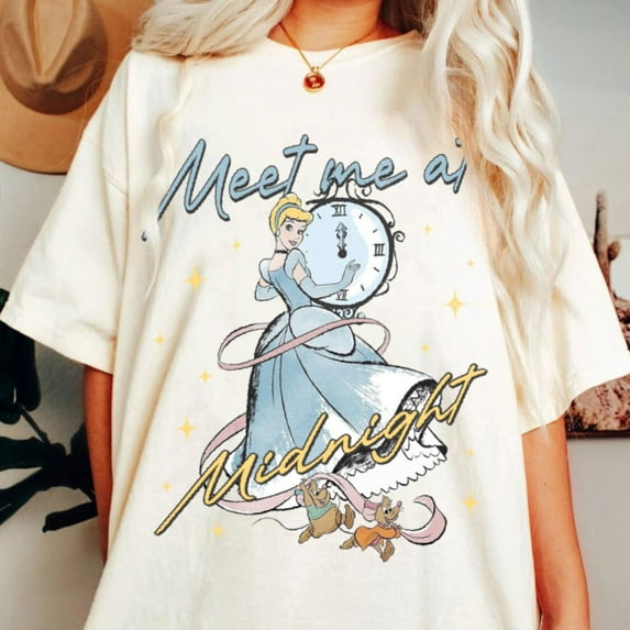 Cinderella Meet Me At Midnight 75th Anniversary Comfort Color T-Shirt, Trending Unisex Tee, Disneyland Vacation Trip Gift 2025,Ivory color,size 2XL