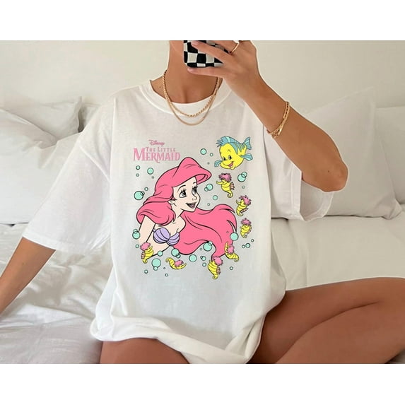 Comfort Colors Disney the Little Mermaid T-Shirt, Disney the Little Mermaid Shirt, Ariel Mermaid Tee, Disney Princess ,white color,size M