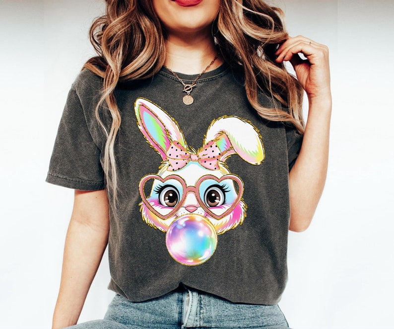 Comfort Colors Easter Bunny Shirt, Coquette Bow Bunny Ears Shirt ...