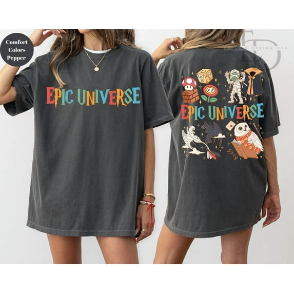 Comfort Colors Epic Universe Shirt, Family Universe Park Trip Shirt, Orlando Park Epic Universe Shirt Disney Group Tee, Disney Shirt,Pepper Color,Size L