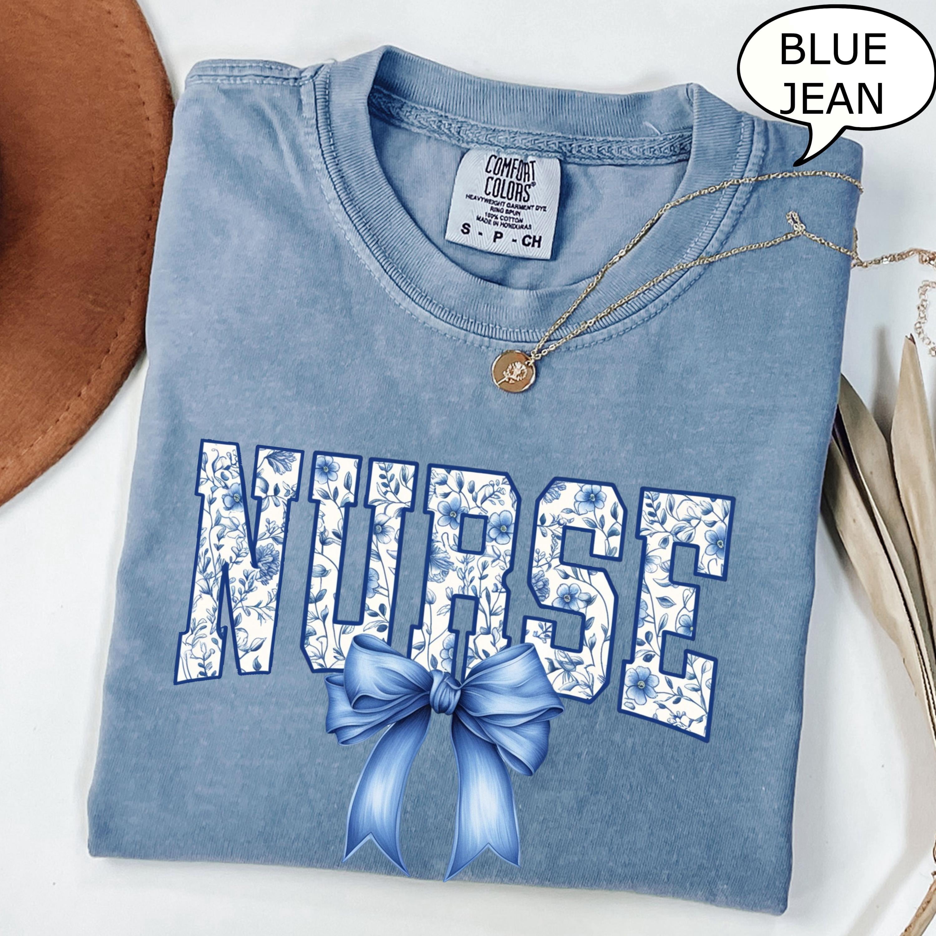Comfort Colors® Floral Nurse T-Shirt, Coquette Bow Nurse Shirt, Gift ...