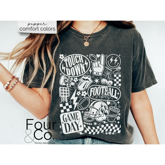 Comfort Colors Football Shirt, Retro Football Shirt, Football T Shirt