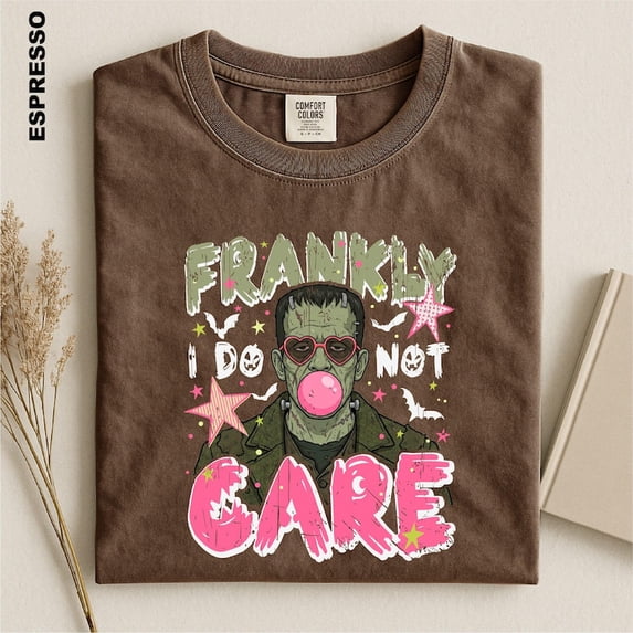 Comfort Colors Frankly I Do Not Care Shirt, Frankenstein Bubblegum Tee, Retro Halloween Shirt, Funny Horror Graphic Tee, Spooky Season Gift